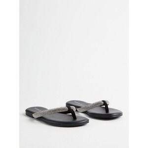 Torrid Tubular Embellished Flip Flop Size 8 WW Black